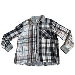 Aerie Button Up Flannel Womens M Plaid‎ Collared Long Sleeve Boho Western